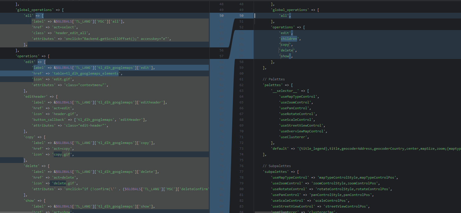 Diff of deleting operations and using the operations builder